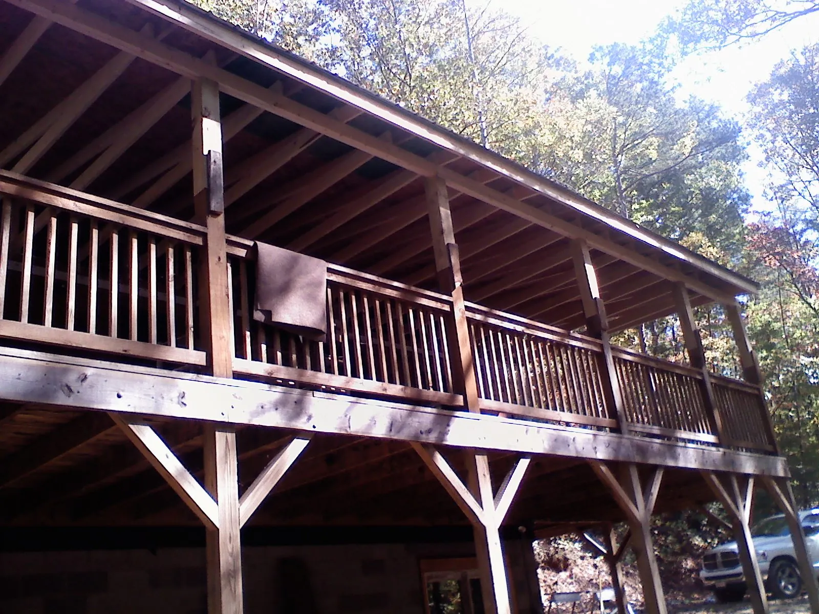 Timber framing under a new elevated porch and deck — Roof Leak Repair in Bonner by Roofing Brothers